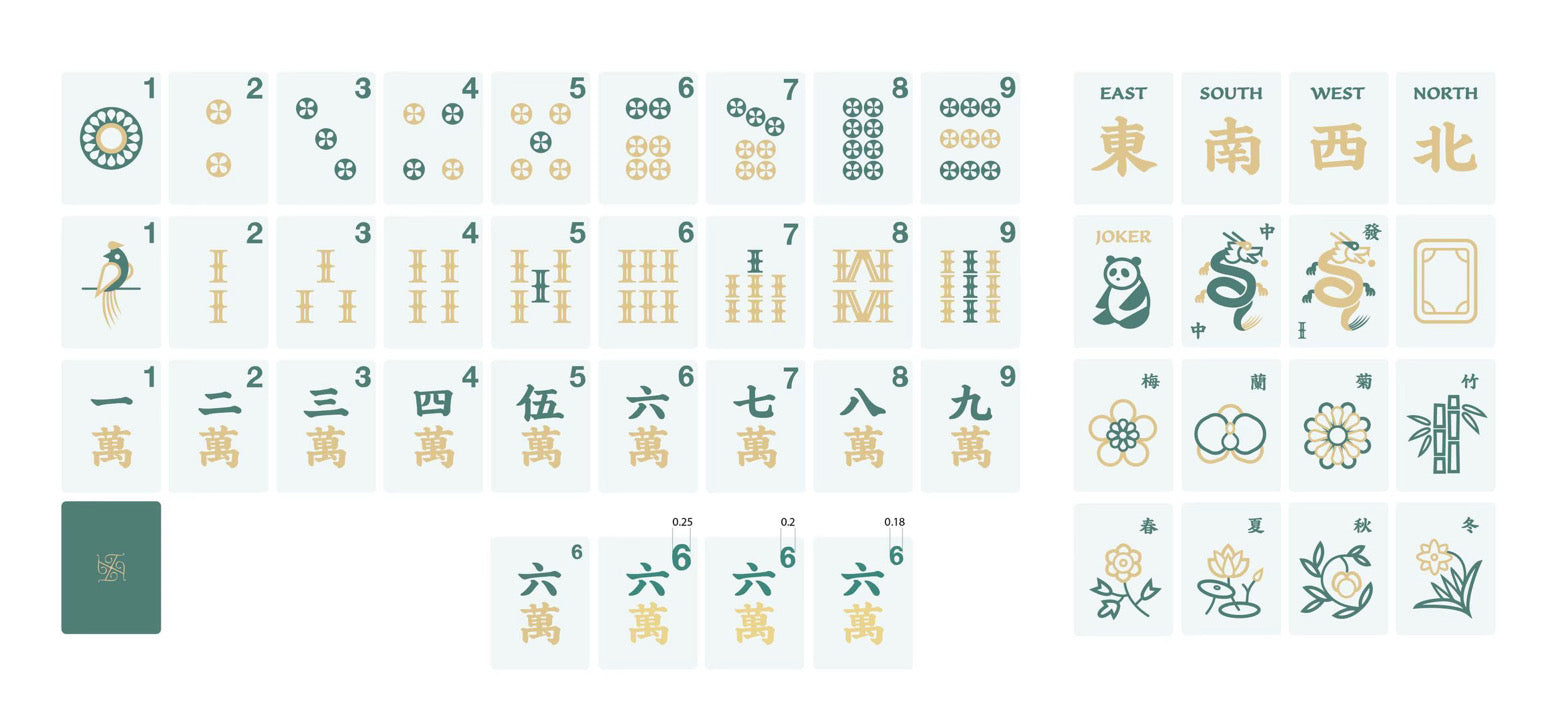 Tradewind Mahjong Tiles - Mint & Sea