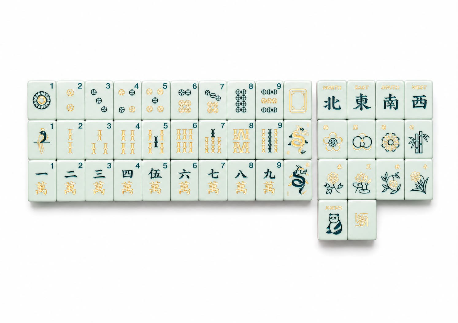 Tradewind Mahjong Tiles - Mint & Sea