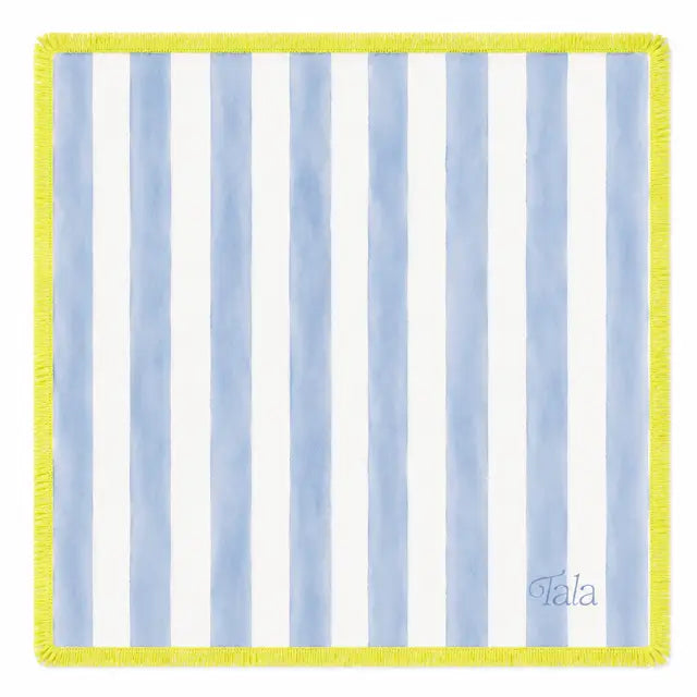 Cabana Mahjong Mat - French Blue & Ivory