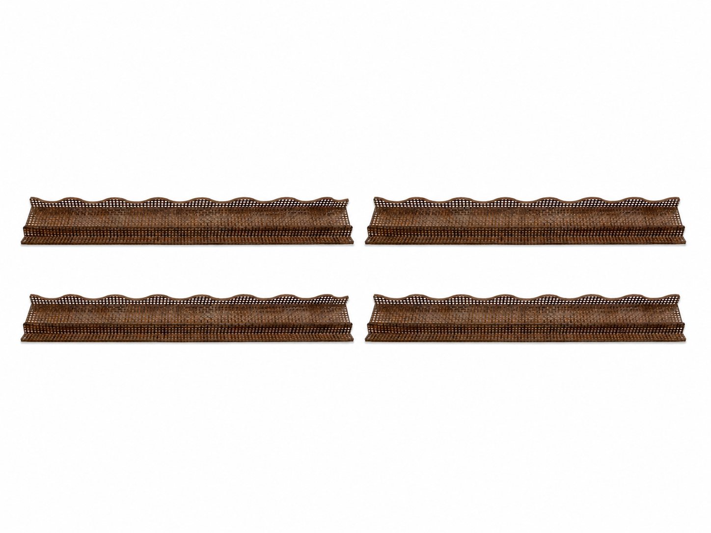 Shoreline Mahjong Rack & Wavy Pusher | 20 Inches | Set of 4 | Ships Oct 7 | Chocolate Woven Rattan