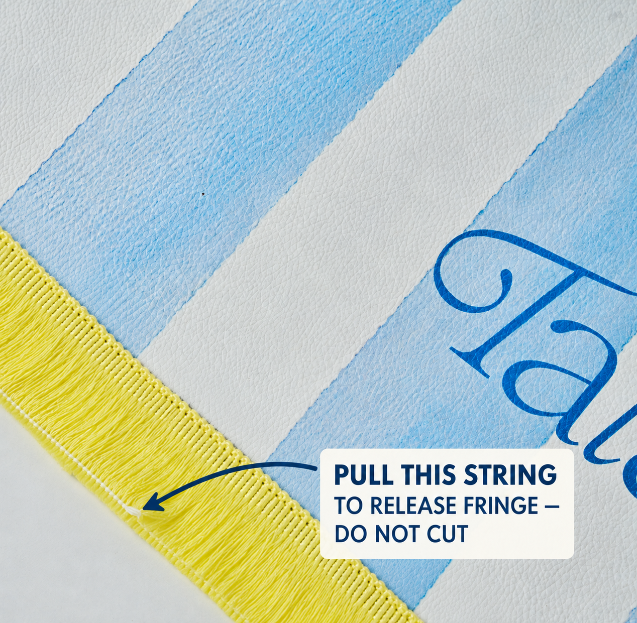 Cabana Mahjong Mat - Seafoam Blue & Ivory with Citrus Fringe
