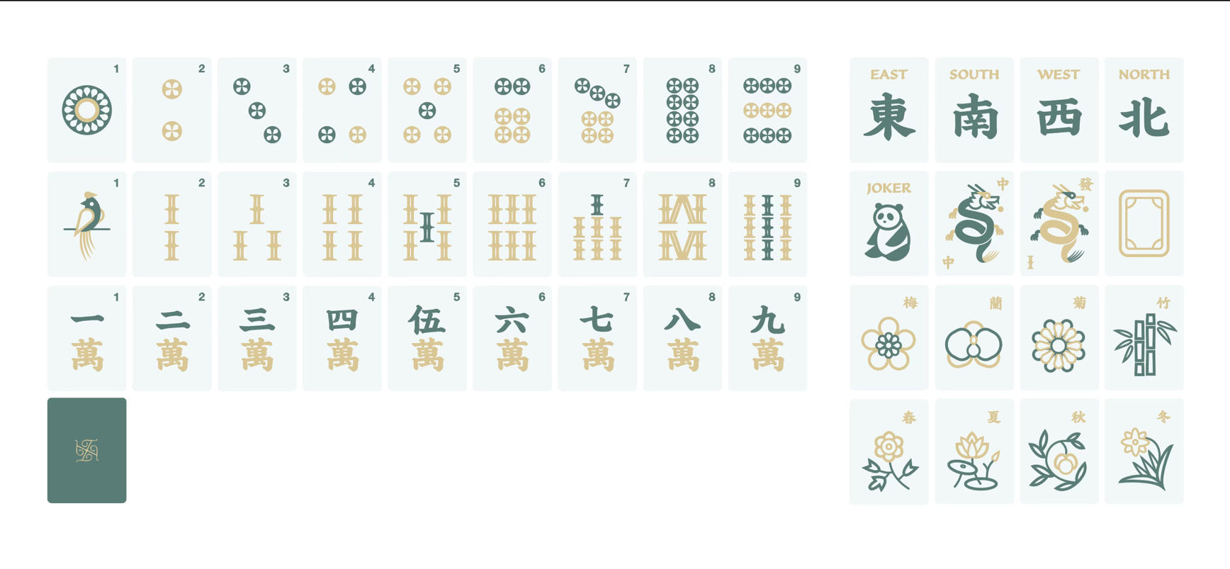 Tradewind Mahjong Tiles - Aqua