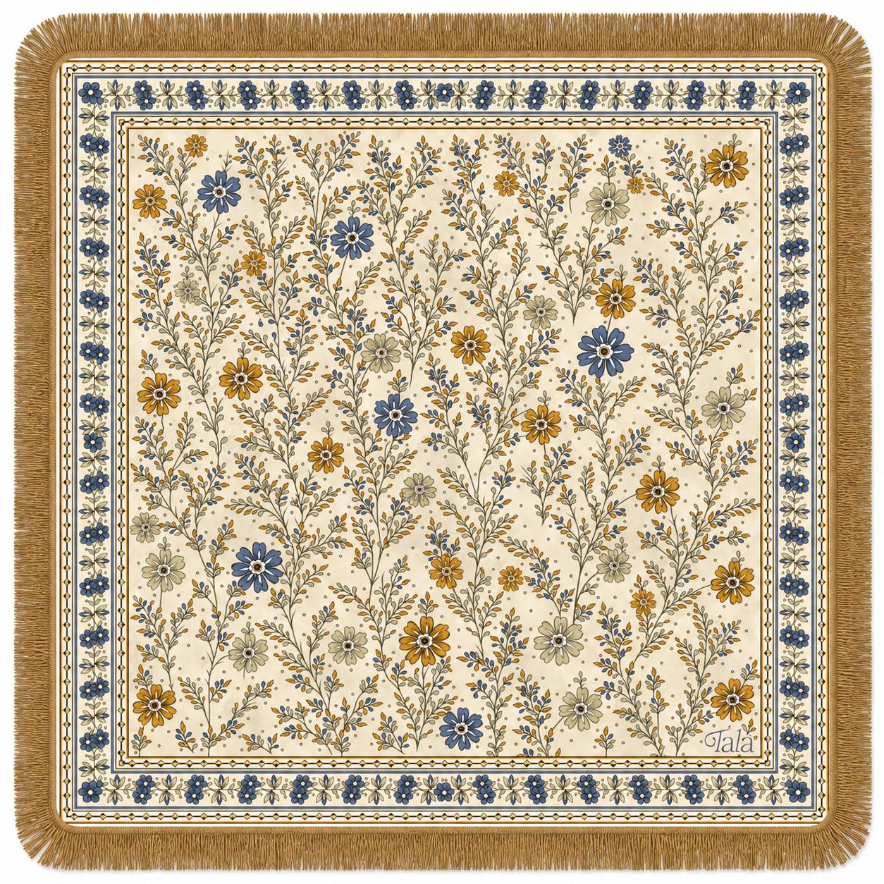 The Sonoma Mahjong Mat - Wildflowers with Suede Fringe